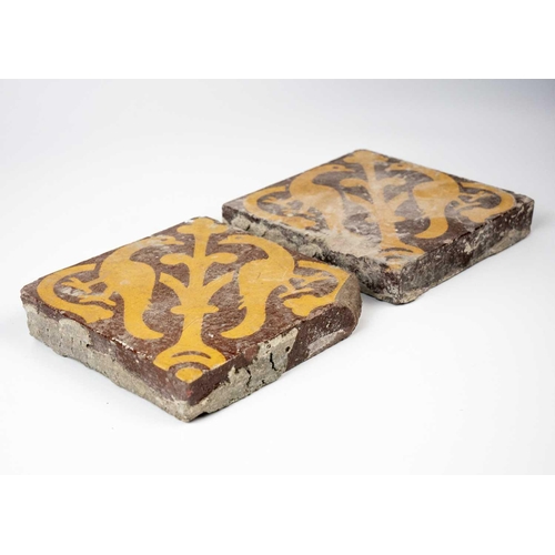 141 - William Godwin. Two encaustic tiles from the restoration of the Houses of Parliament. The property o... 