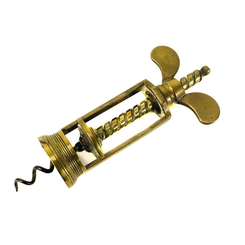 149 - A 19th century brass Farrow & Jackson type brass corkscrew. Length 15.5cm.