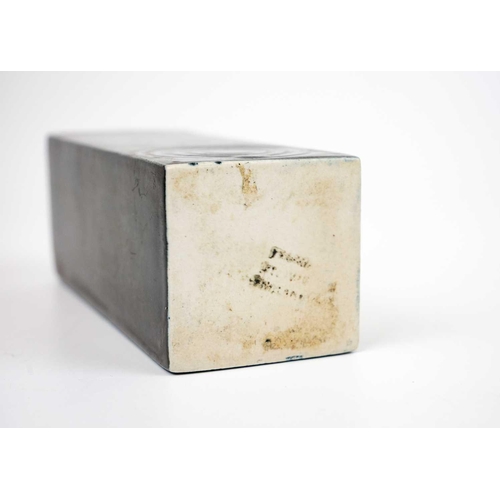 15 - A Troika St Ives square section vase. With smooth glaze,incised with concentric circles, printed mar... 