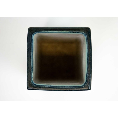 15 - A Troika St Ives square section vase. With smooth glaze,incised with concentric circles, printed mar... 