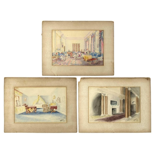 150 - Three Edwardian interior watercolours. The property of Peter Hone. Indistinctly signed and dated 191... 
