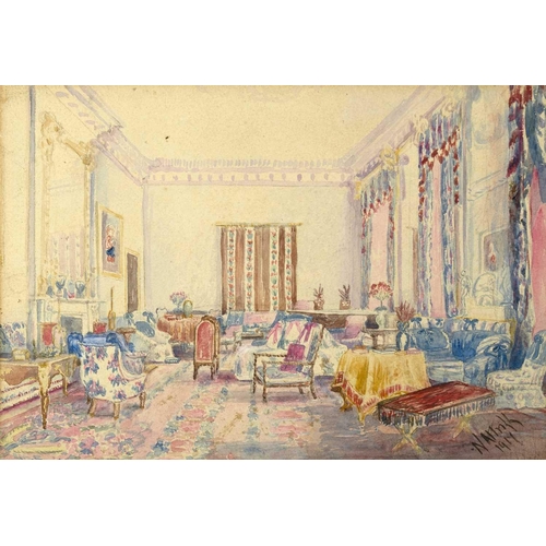 150 - Three Edwardian interior watercolours. The property of Peter Hone. Indistinctly signed and dated 191... 