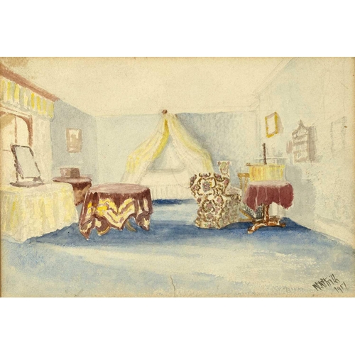 150 - Three Edwardian interior watercolours. The property of Peter Hone. Indistinctly signed and dated 191... 