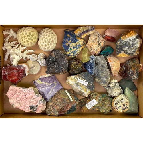 154 - A large collection of minerals. Some sorted, mostly loose, rough minerals. Including several polishe... 