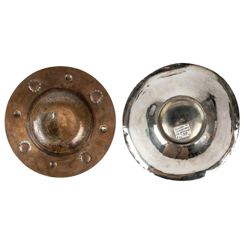 159 - An Arts and Crafts Duchess of Sutherland Cripples Guild flared rim dish. With blue Ruskin style cabo... 