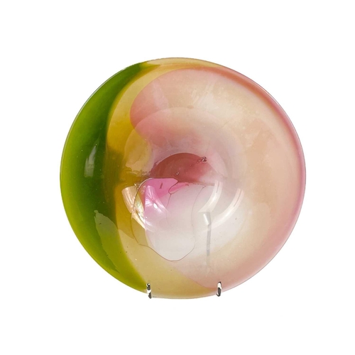 16 - Jane Gilchrist studio glass dish. Signed and dated 75 to base, diameter 23cm together with a studio ... 