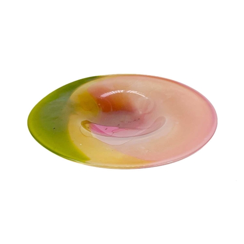 16 - Jane Gilchrist studio glass dish. Signed and dated 75 to base, diameter 23cm together with a studio ... 