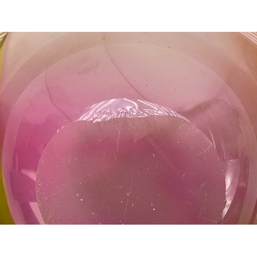 16 - Jane Gilchrist studio glass dish. Signed and dated 75 to base, diameter 23cm together with a studio ... 