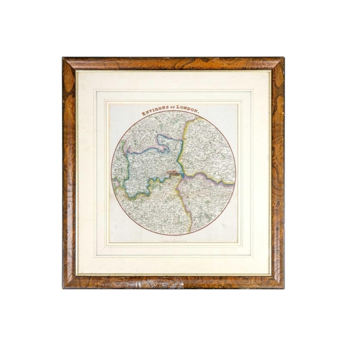 172 - A coloured map, Environs of London. Neele & Son, Strand, published 1820 by Pinnock and Maunder, 28cm... 