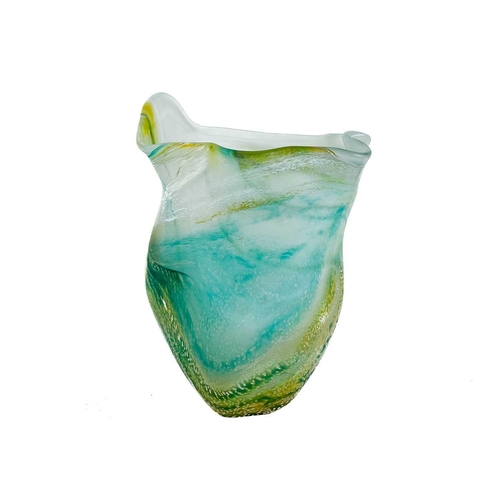 26 - Lesley Clarke a large studio glass vase. Seascape pattern, height 30cm.
