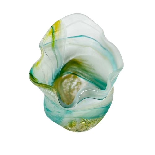 26 - Lesley Clarke a large studio glass vase. Seascape pattern, height 30cm.