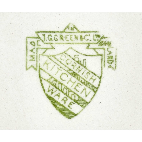 363 - A T.G. Green Cornishware circular lidded butter dish. Green printed mark to base, 14.5cm diameter, t... 