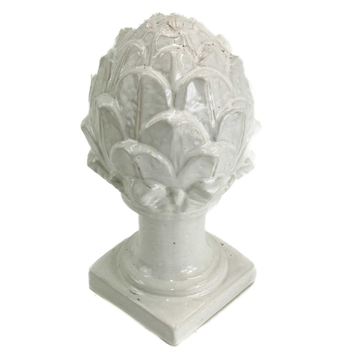 365 - A pair of ceramic artichokes with crackle glaze finish. Height 30cm.