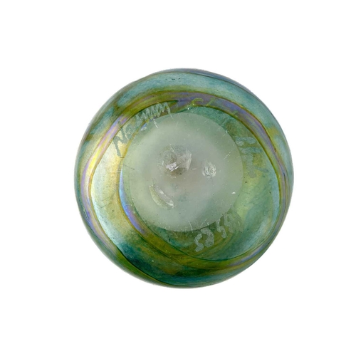 367 - A small Norman Stuart Clarke art glass iridescent vase. Date 1985. Together with a larger art glass ... 