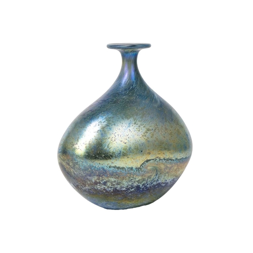37 - Norman Stuart Clarke studio glass bottle vase. Golden seascape pattern, signed and dated 92, height ... 