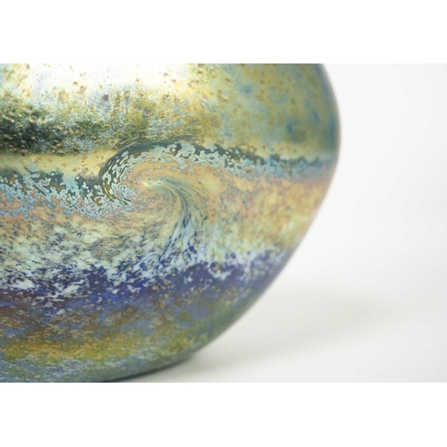 37 - Norman Stuart Clarke studio glass bottle vase. Golden seascape pattern, signed and dated 92, height ... 