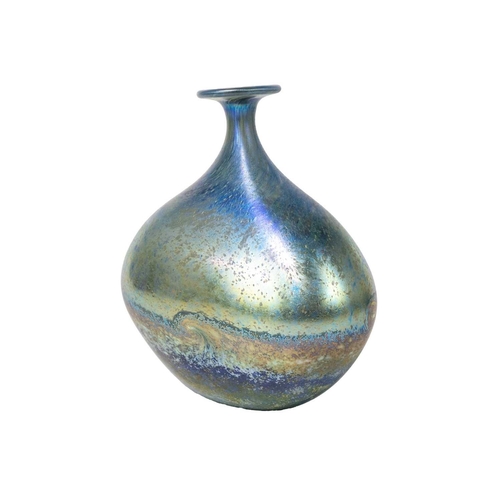 37 - Norman Stuart Clarke studio glass bottle vase. Golden seascape pattern, signed and dated 92, height ... 