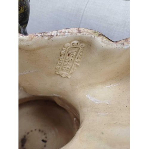 376 - A German majolica stand or garden stool by Wilhelm Schiller and Son. With a gadrooned circular top, ... 