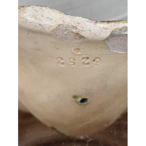 376 - A German majolica stand or garden stool by Wilhelm Schiller and Son. With a gadrooned circular top, ... 