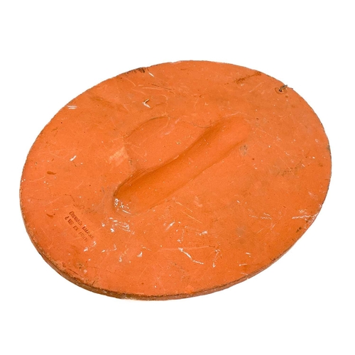 378 - A late 19th century French terracotta oval plaque. Decorated with game hanging from an oak tree, imp... 