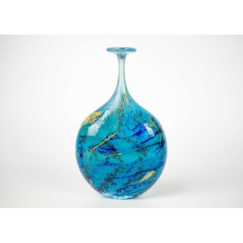 38 - Peter Layton (1940) Studio glass bottle vase. Signed to base, height 22cm.