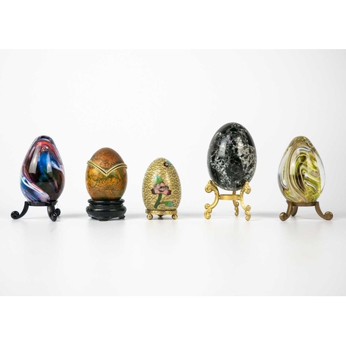 384 - A collection of glass paper weights. Together with other glass items.