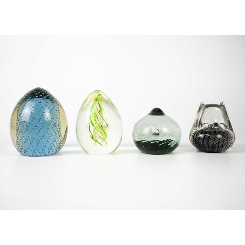 384 - A collection of glass paper weights. Together with other glass items.