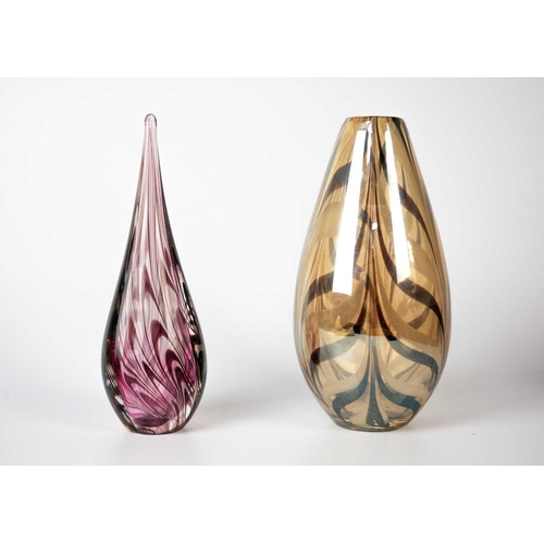 385 - Two large glass paper weights. Diameter 14cm, together with glass vase and other glass items.