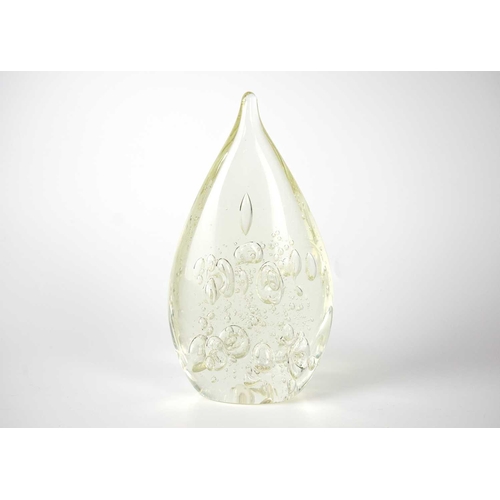 385 - Two large glass paper weights. Diameter 14cm, together with glass vase and other glass items.