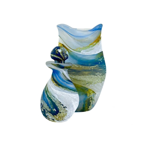 387 - A Lesley Clarke vase. Height 16cm; together with a perfume bottle and two paper weights by the same ... 