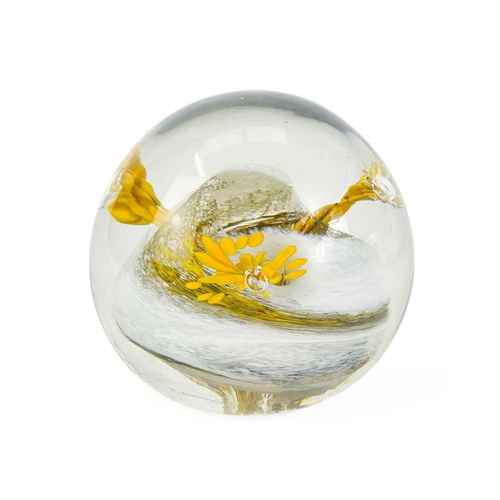 387 - A Lesley Clarke vase. Height 16cm; together with a perfume bottle and two paper weights by the same ... 