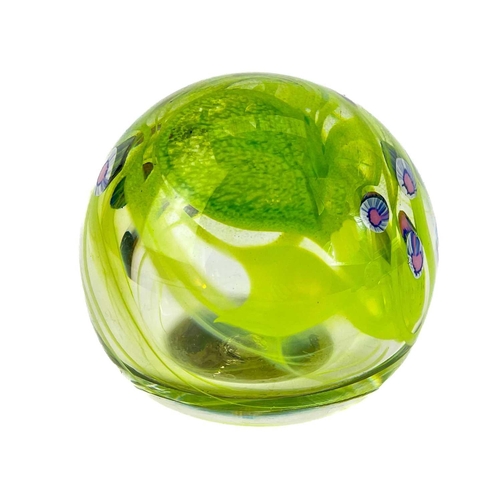 387 - A Lesley Clarke vase. Height 16cm; together with a perfume bottle and two paper weights by the same ... 