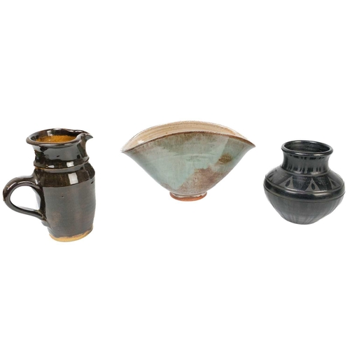 394 - A collection of studio pottery. To include two bowls and a jug by Mary Gibson Horrocks of Buckfast A... 