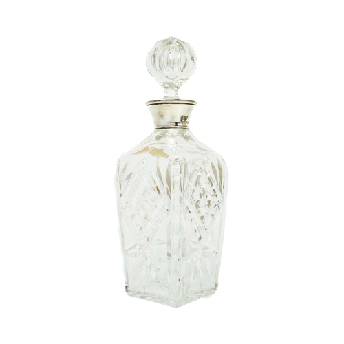 397 - A Bavarian lead crystal decanter and stopper with silver collar. Birmingham 1976 date code, height 2... 