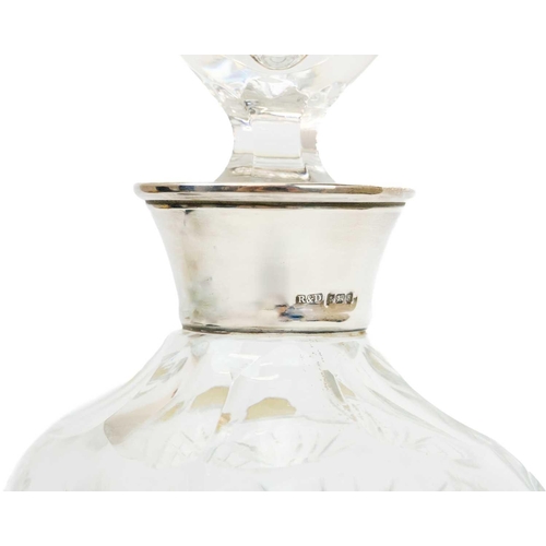 397 - A Bavarian lead crystal decanter and stopper with silver collar. Birmingham 1976 date code, height 2... 