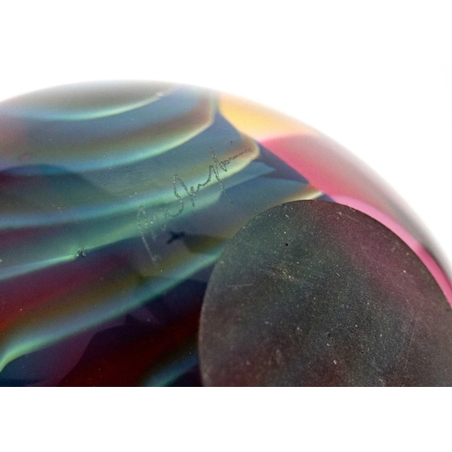 40 - Peter Layton (1940) Studio glass bowl. Nautalis pattern, signed to base 16cm diameter.