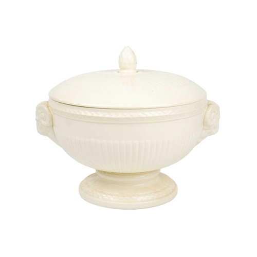 402 - A late 18th century sage Jasperware twin handled sucrier and cover. Height 10cm together with a late... 