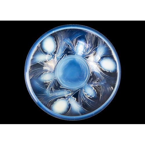 404 - A French pressed glass opalescent bowl by G. Vallon Decorated with fruiting cherries, diameter 23.5c... 