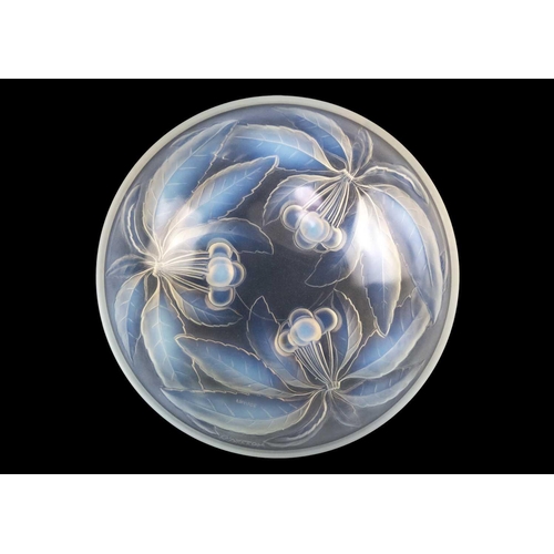 404 - A French pressed glass opalescent bowl by G. Vallon Decorated with fruiting cherries, diameter 23.5c... 
