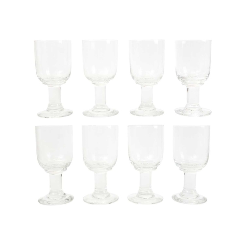 405 - A set of eight glass rummers. Height 15.5cm. (8) One glass has a tiny chip to rim, otherwise no cond... 