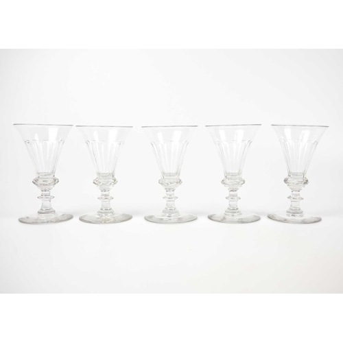 407 - A late 18th century wrythen ale glass. Height 13cm together with seventeen various 18th century and ... 