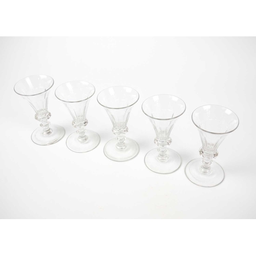 407 - A late 18th century wrythen ale glass. Height 13cm together with seventeen various 18th century and ... 