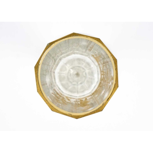 408 - A Bohemian gilt decorated wine glass. Circa 1780, the panelled tapered bowl with a gilt rim, and pai... 