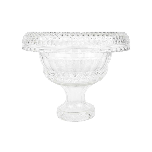 409 - A 19th century cut glass pedestal bowl. With a wide hobnail cut everted rim, on a separate stand, he... 