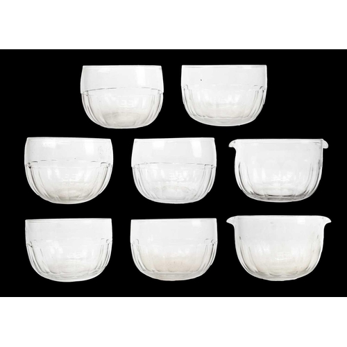 414 - A set of six 19th century glass finger bowls. Diameter 12cm together with two glass wine rinsers wit... 