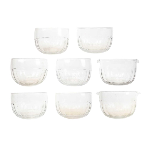 414 - A set of six 19th century glass finger bowls. Diameter 12cm together with two glass wine rinsers wit... 