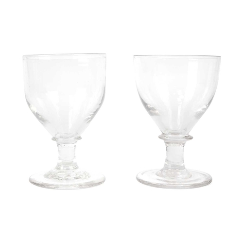 416 - A matched pair of George III glass rummers. With ogee bowl on knop stem and round foot, height 12.5c... 