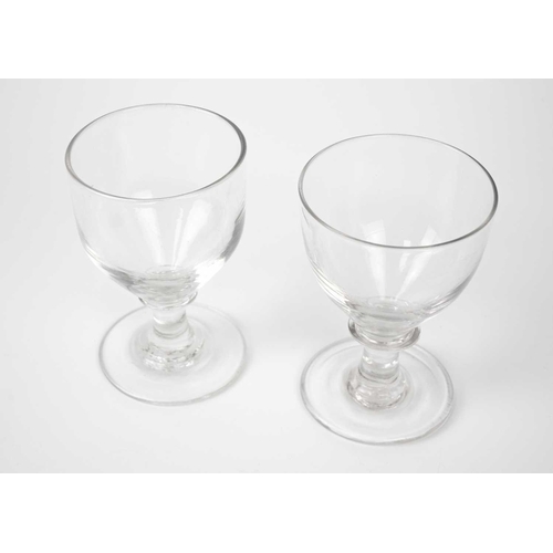 416 - A matched pair of George III glass rummers. With ogee bowl on knop stem and round foot, height 12.5c... 