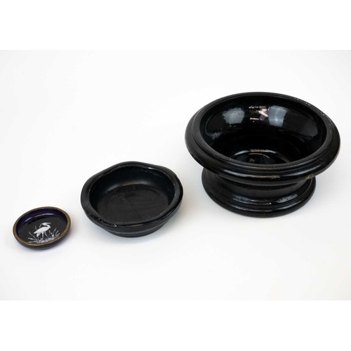 418 - A pair of amber Mary Gregory glass beakers. Height 9.5cm, together with a cranberry example, a small... 