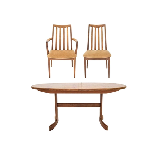 43 - A mid century G Plan teak oval extending dining table. Height 72cm width 163cm depth 107cm, together... 